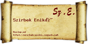 Szirbek Enikő névjegykártya